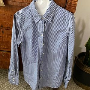 J crew blue and white striped blouse size medium